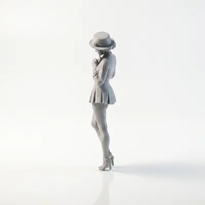 Tượng Chibi Cô Gái Đeo Nơ Cổ Dễ Thương – Mẫu 3D In Được