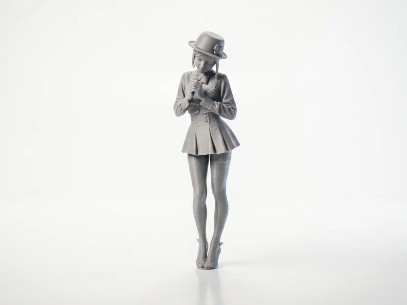 Tượng Chibi Cô Gái Đeo Nơ Cổ Dễ Thương – Mẫu 3D In Được - Image 4