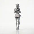 Tượng Chibi Cô Gái Đeo Nơ Cổ Dễ Thương – Mẫu 3D In Được - Thumbnail 4