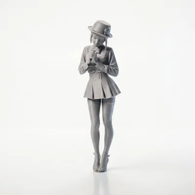 Tượng Chibi Cô Gái Đeo Nơ Cổ Dễ Thương – Mẫu 3D In Được