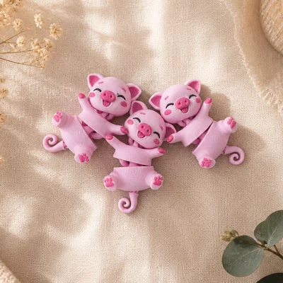 Heo Con Flexi Đuôi Bông Dễ Thương – Đồ Chơi Articulated & Móc Khóa