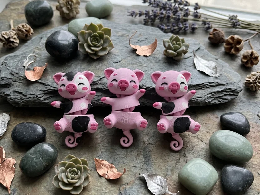 Heo Con Flexi Đuôi Bông Dễ Thương – Đồ Chơi Articulated & Móc Khóa - Image 5