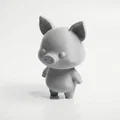 Tượng Heo Chibi Dễ Thương – Cute Piggy Figurine 3D Printable (STL) - Thumbnail 1