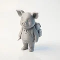 Tượng Heo Học Sinh Chibi Dễ Thương - Mẫu 3D Printable - Thumbnail 1