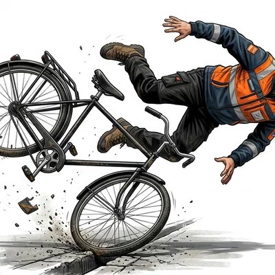 Mô hình 3D Bike Crash - Người đi xe đạp gặp tai nạn cực chi tiết