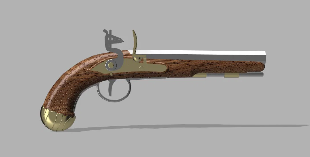 Súng Flintlock - Búa Dây Thun (Flintlock Pistol - Elastic Band Hammer) - Image 1