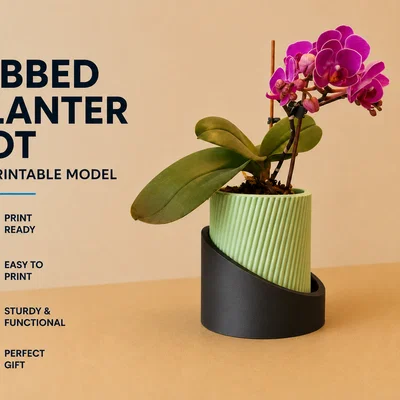 Chậu trồng cây gân sọc (Ribbed planter pot)