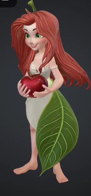 Mô hình 3D Eva mit Apfel - Nhân vật cô gái cầm táo ấn tượng - Image 1