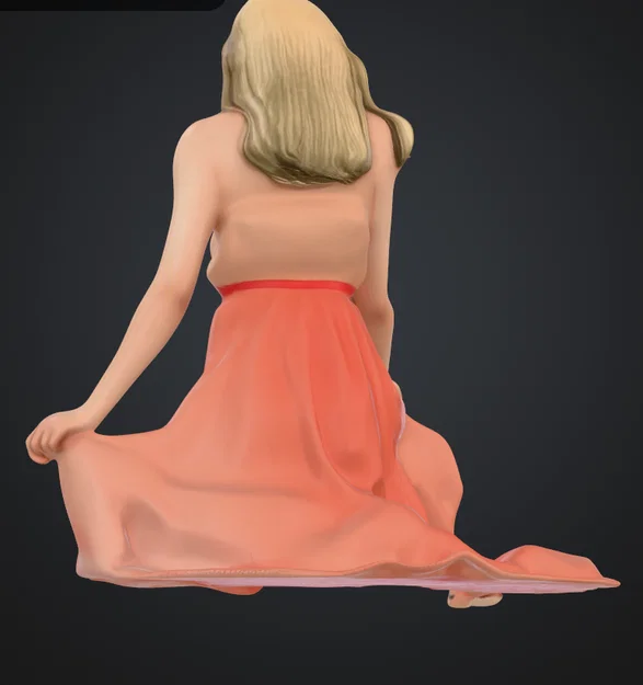 Mô hình 3D người phụ nữ ngồi ngắm biển sang trọng - Image 1