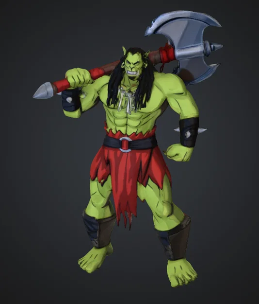 Mô hình chiến binh Orc vác rìu dũng mãnh in 3D ấn tượng - Image 1