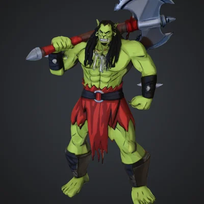 Mô hình chiến binh Orc vác rìu dũng mãnh in 3D ấn tượng