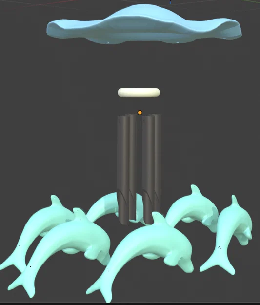 Mô hình chuông gió hình cá heo Dolphin Wind Chime in 3D - Image 1