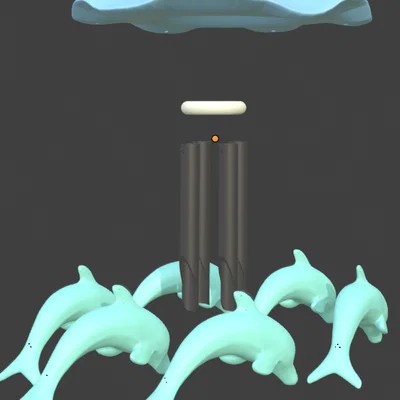 Mô hình chuông gió hình cá heo Dolphin Wind Chime in 3D