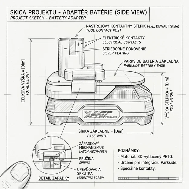 Adaptér baterie Parkside X20V Team (Battery Adapter) - Image 1