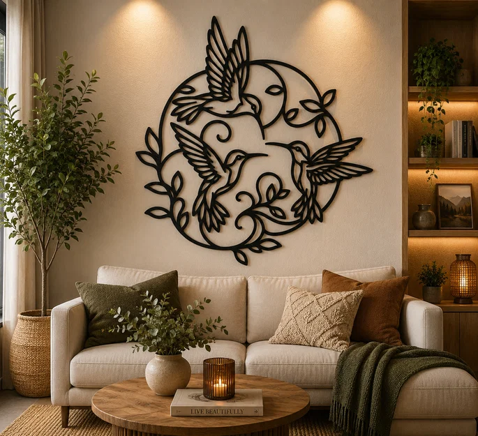 Tranh Treo Tường 2D Vòng Tròn Chim Ruồi (Hummingbird Circle 2D Wall Art) - Image 1