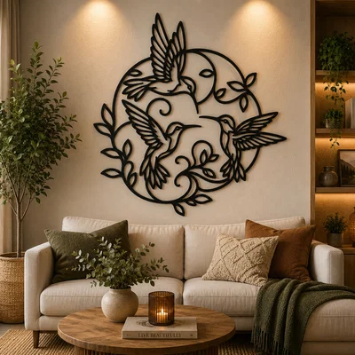 Tranh Treo Tường 2D Vòng Tròn Chim Ruồi (Hummingbird Circle 2D Wall Art)