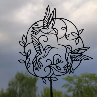 Tranh Treo Tường 2D Vòng Tròn Chim Ruồi (Hummingbird Circle 2D Wall Art)