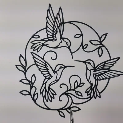 Tranh Treo Tường 2D Vòng Tròn Chim Ruồi (Hummingbird Circle 2D Wall Art)