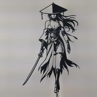 Tranh treo tường 2D Samurai Girl Warrior