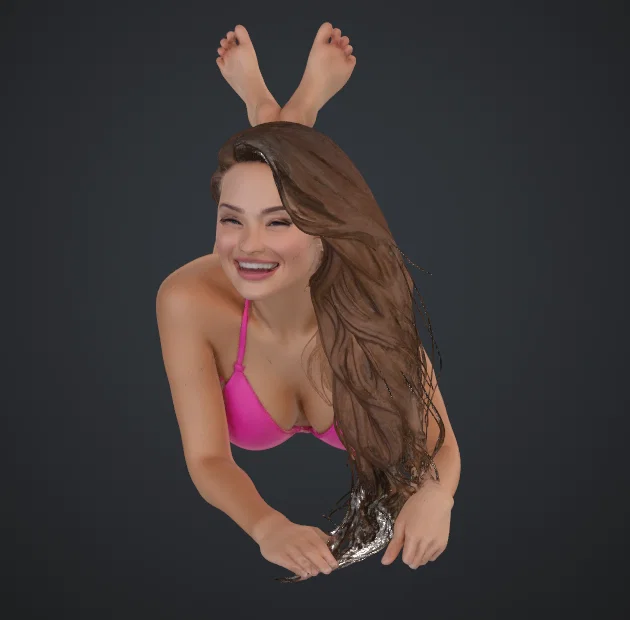 Mô hình 3D cô gái nằm trên bãi biển đầy sống động - Image 1