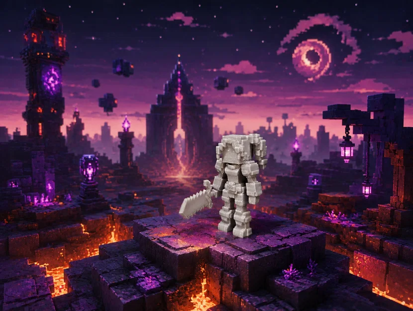 Cô Gái Chiến Binh Pixel – Phong Cách Voxel - Image 1