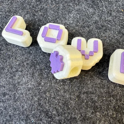 OpenSCAD Parametric Letter Beads Generator PIXEL – Tạo hạt chữ pixel tham số