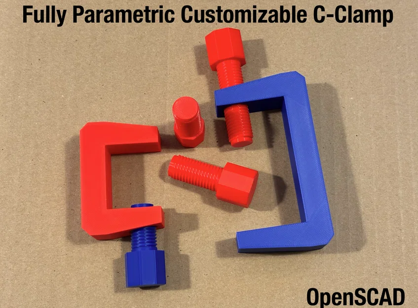 C-Clamp Parametric tuỳ biến hoàn toàn (OpenSCAD) - Image 1