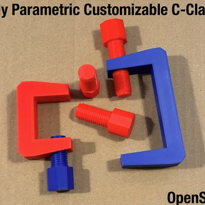 C-Clamp Parametric tuỳ biến hoàn toàn (OpenSCAD)