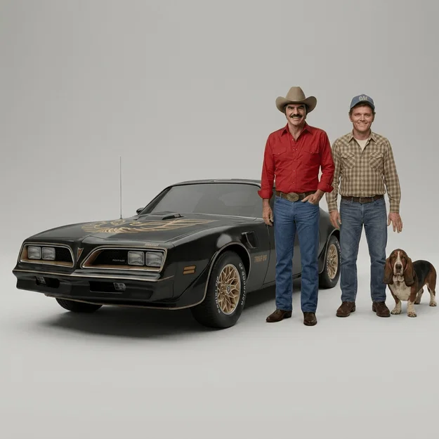 Mô hình 3D Smokey and the Bandit: Bandit, Cledus, Fred và xe Trans Am - Image 1