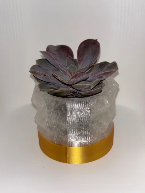 Chậu Succulent Faceted Gold & Crystal – bản nhỏ hơn, họa tiết khác - Image 4