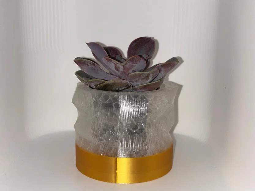 Chậu Succulent Faceted Gold & Crystal – bản nhỏ hơn, họa tiết khác - Image 5