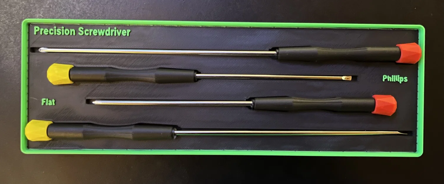 Khay Gridfinity đựng tua vít precision dài (4 cây) – 4-Piece - Image 1