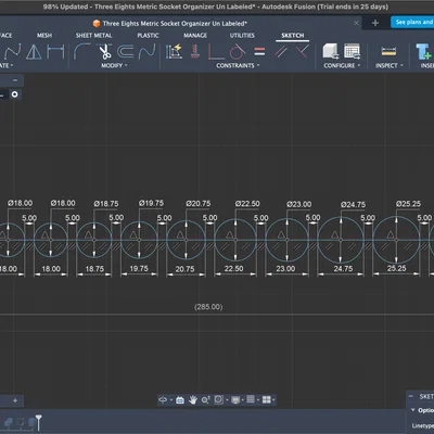 Khay giữ ổ tuýp metric 9–19mm chuẩn Gridfinity