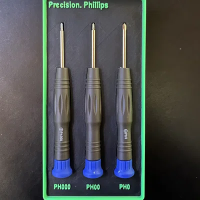 Khay Gridfinity giữ tua vít Precision Phillips (3 món)