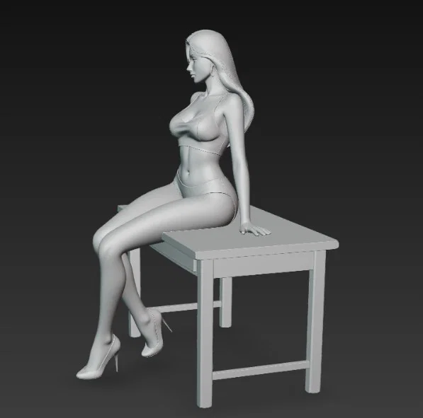 Mô hình 3D nhân vật nữ quyến rũ ngồi trên bàn trang trí cực đẹp - Image 2