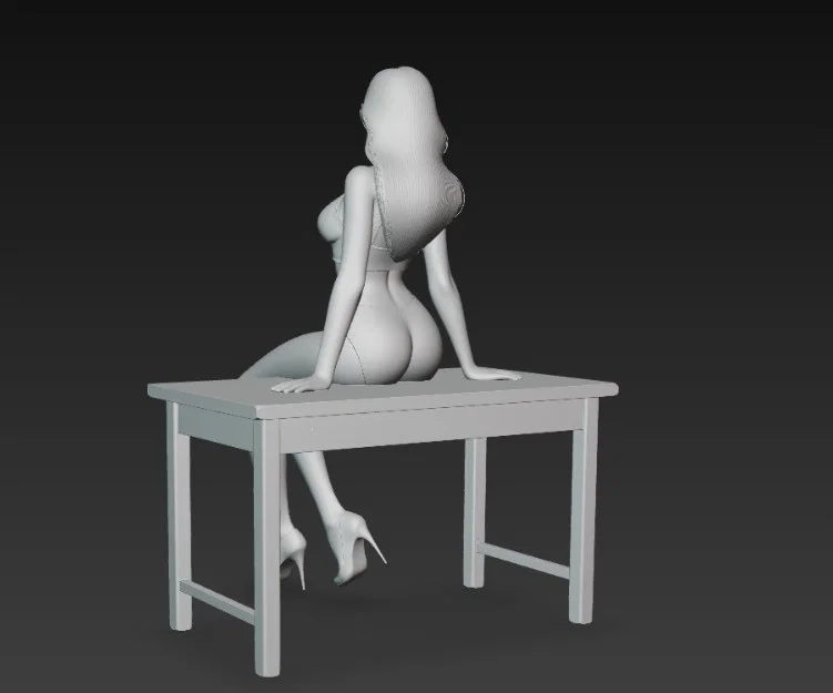 Mô hình 3D nhân vật nữ quyến rũ ngồi trên bàn trang trí cực đẹp - Image 3
