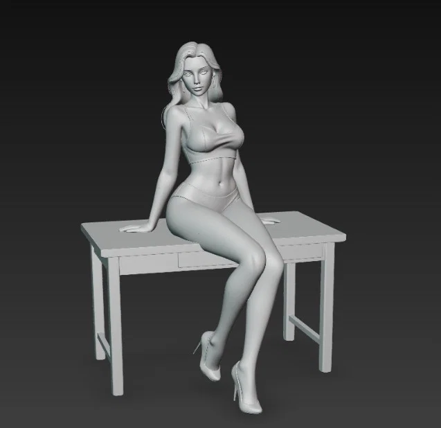 Mô hình 3D nhân vật nữ quyến rũ ngồi trên bàn trang trí cực đẹp - Image 4