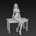 Mô hình 3D nhân vật nữ quyến rũ ngồi trên bàn trang trí cực đẹp - Thumbnail 4