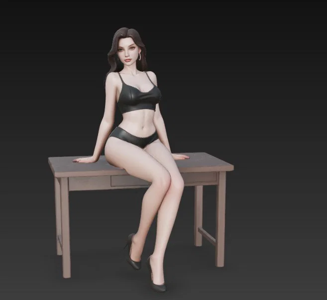 Mô hình 3D nhân vật nữ quyến rũ ngồi trên bàn trang trí cực đẹp - Image 5