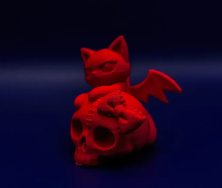 Mô hình Creepy Kawaii Cat in 3D: Mèo dơi trên đầu lâu cực chất - Image 2