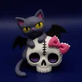 Mô hình Creepy Kawaii Cat in 3D: Mèo dơi trên đầu lâu cực chất - Thumbnail 3