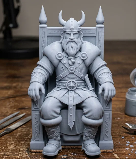 Mô hình 3D Vị vua Viking trên ngai vàng - Viking King Figurine - Image 1