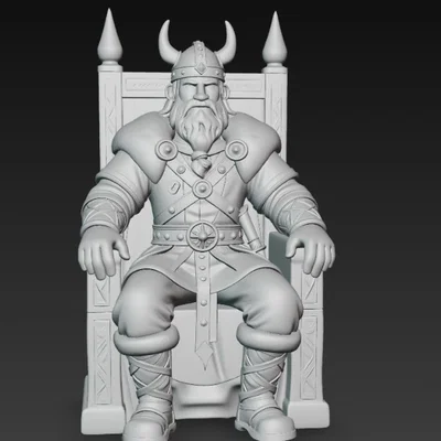 Mô hình 3D Vị vua Viking trên ngai vàng - Viking King Figurine