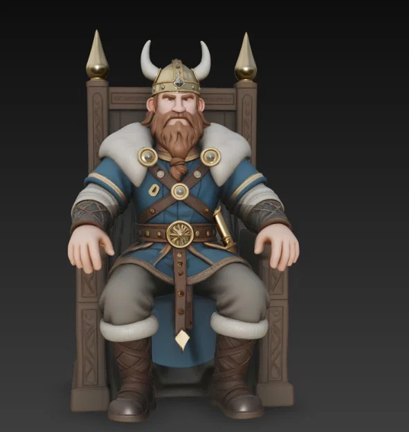 Mô hình 3D Vị vua Viking trên ngai vàng - Viking King Figurine - Image 4