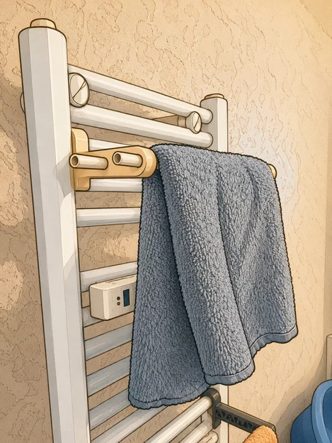 Giá treo khăn cho radiator (không cần khoan) – kệ + móc - Image 1