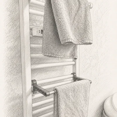 Giá treo khăn cho radiator (không cần khoan) – kệ + móc