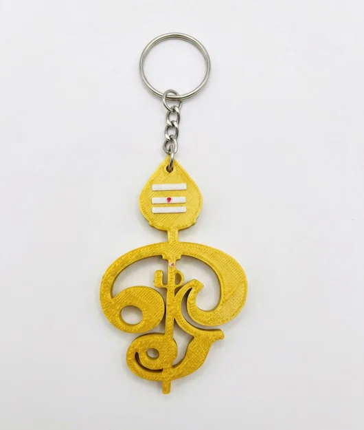 Móc khóa biểu tượng tâm linh Om và Vel (Murugan Vel) in 3D - Image 1