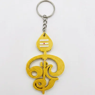 Móc khóa biểu tượng tâm linh Om và Vel (Murugan Vel) in 3D