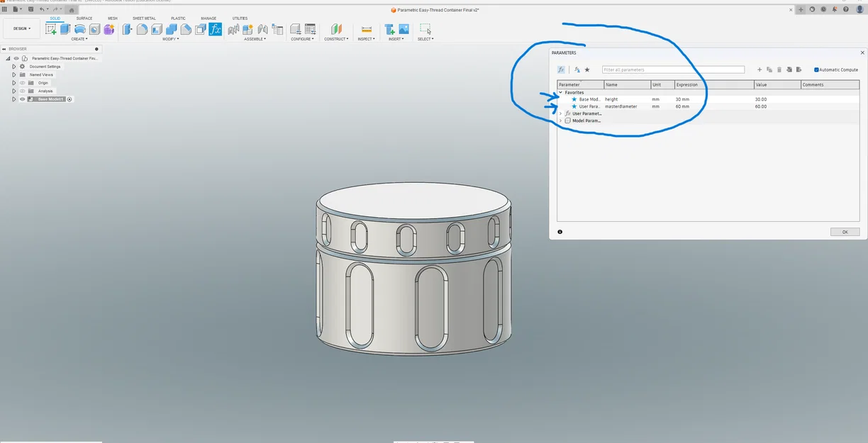 Hộp Easy-Thread tham số + Nắp (Fusion 360) – Tùy chỉnh kích thước - Image 4