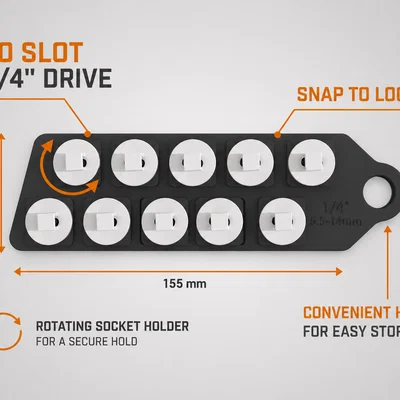 Socket Snap - Kẹp/khay giữ socket 1/4' Drive